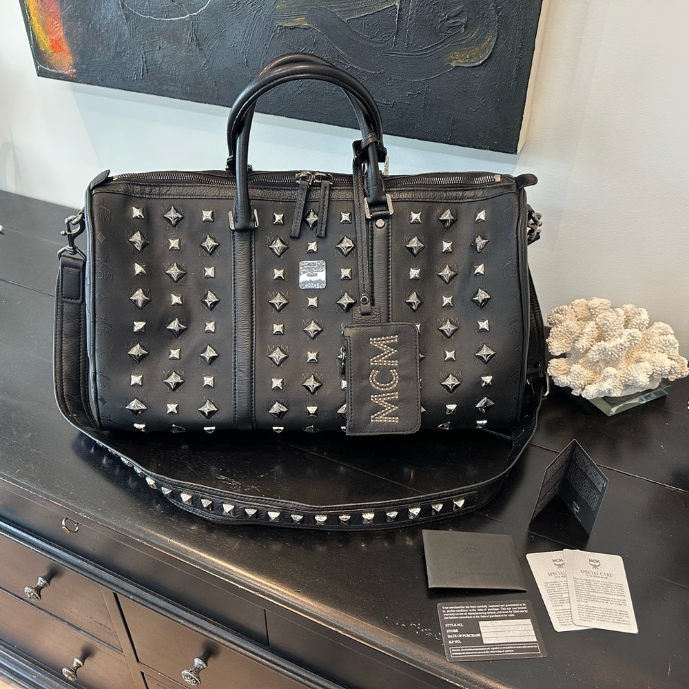 MCM Black Studded Limited Edition Duffel Bag